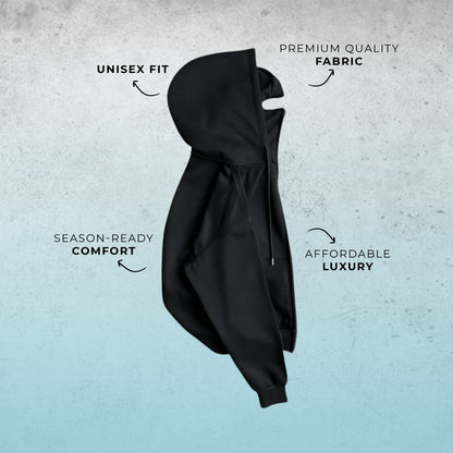 Shinobi Ultimate Zipped Double-Collar Balaclava Hoodie – Premium Comfort & Style